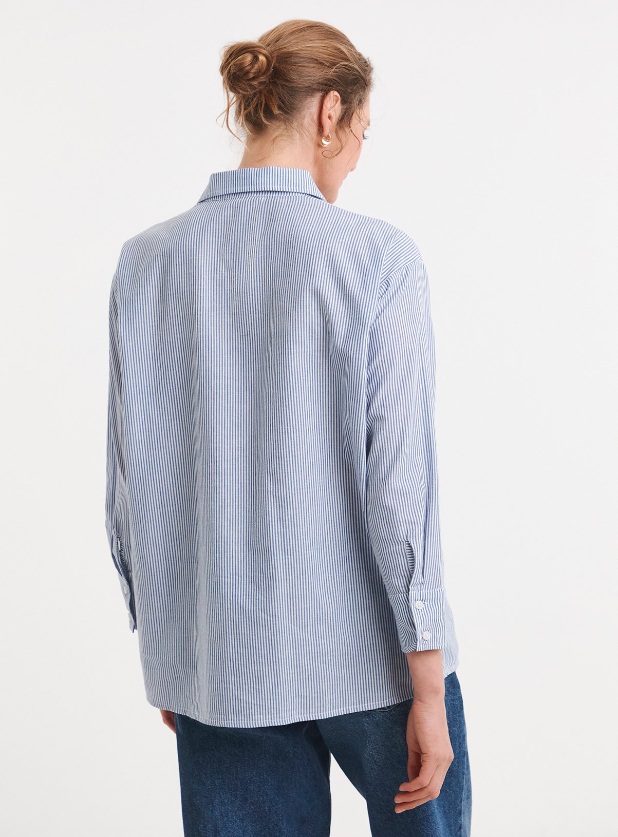 JD WILLIAMS Embroidered Blue Stripe Relaxed Shirt 20 - Image 2 thumbnail